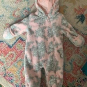 Laura Ashley New Baby Girl One Piece 0-3ms Floral Pink Hooded Onesie Coverall